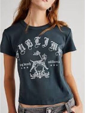 Sublime Graphic Short Sleeve Tee in Charcoal with White Print